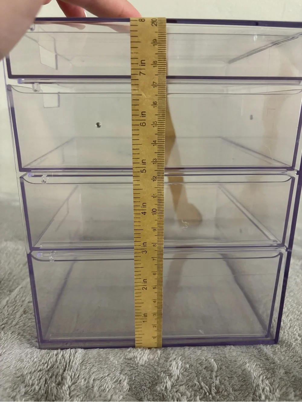 Transparent Light Purple 4-Drawer Stackable Storage Organizer